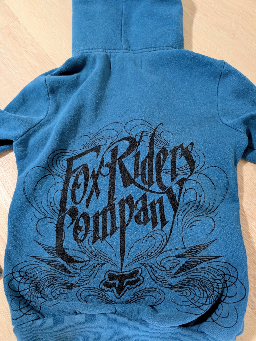 Fox Racing Blue Faux Fur Lined Hooded Fleece Jacket Coat Size Medium Y2K - Picture 5 of 9